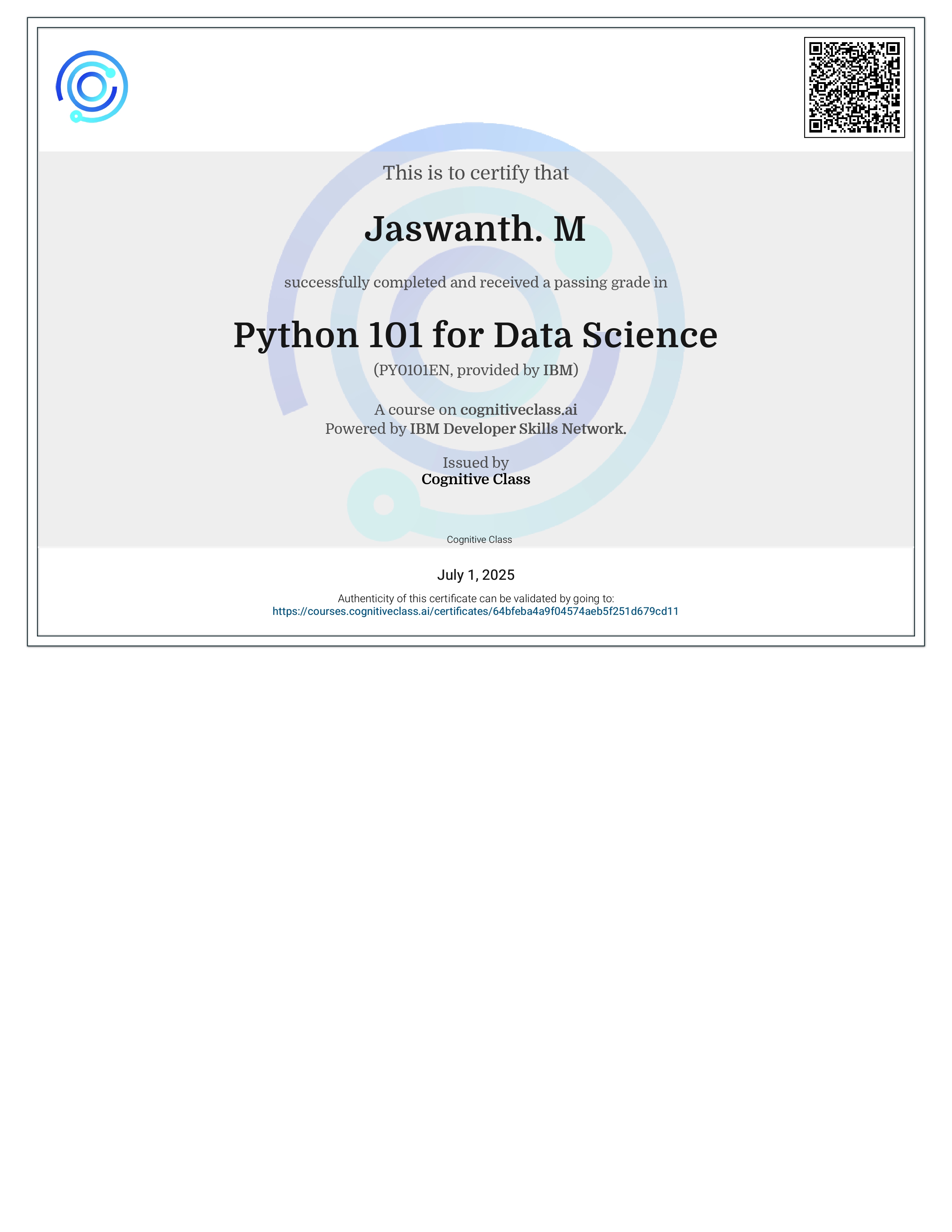 IBM Python Certificate